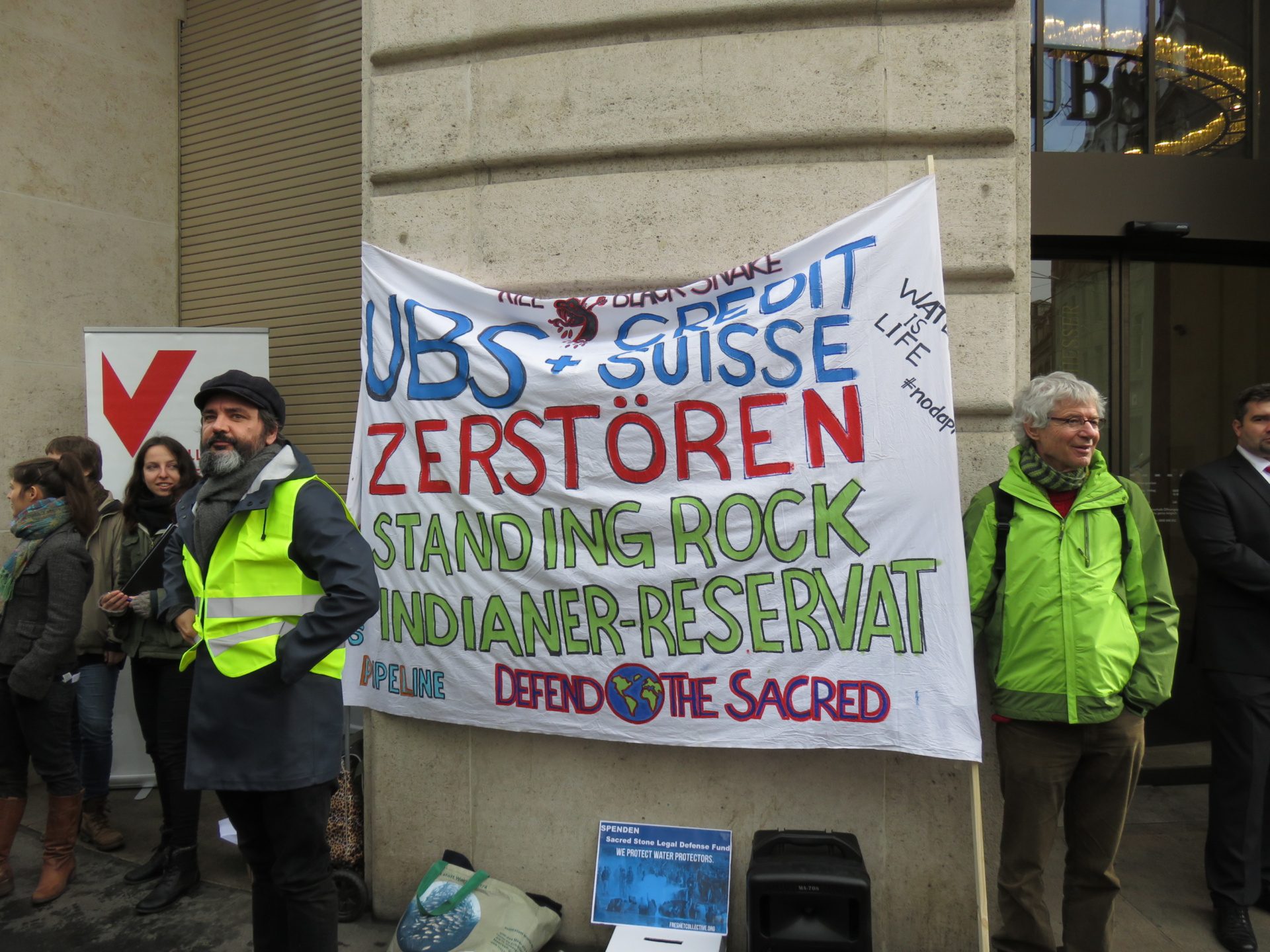 Activists at a Standing Rock Protest in Basel.